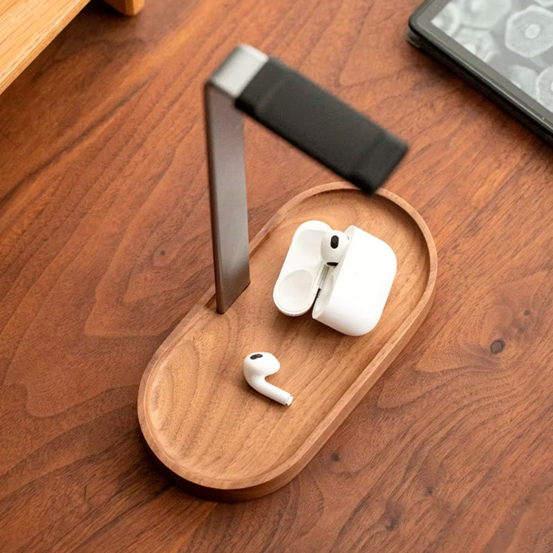 suporte para headset nuvo neua exclusive em madeira de nogueira e metal suporte de fone