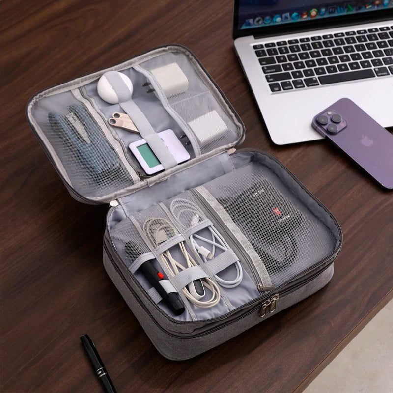 Case Organizadora de Acessórios e Cabos NEUA bolsa de cabos para viagem cinza
