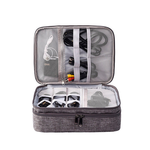Case Organizadora de Acessórios e Cabos NEUA bolsa de cabos para viagem cinza
