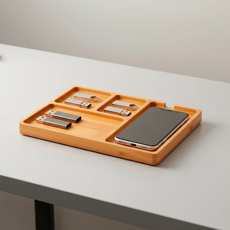 bandeja organizadora tray exclusive neua bambu madeira clara organização premium acessório home office