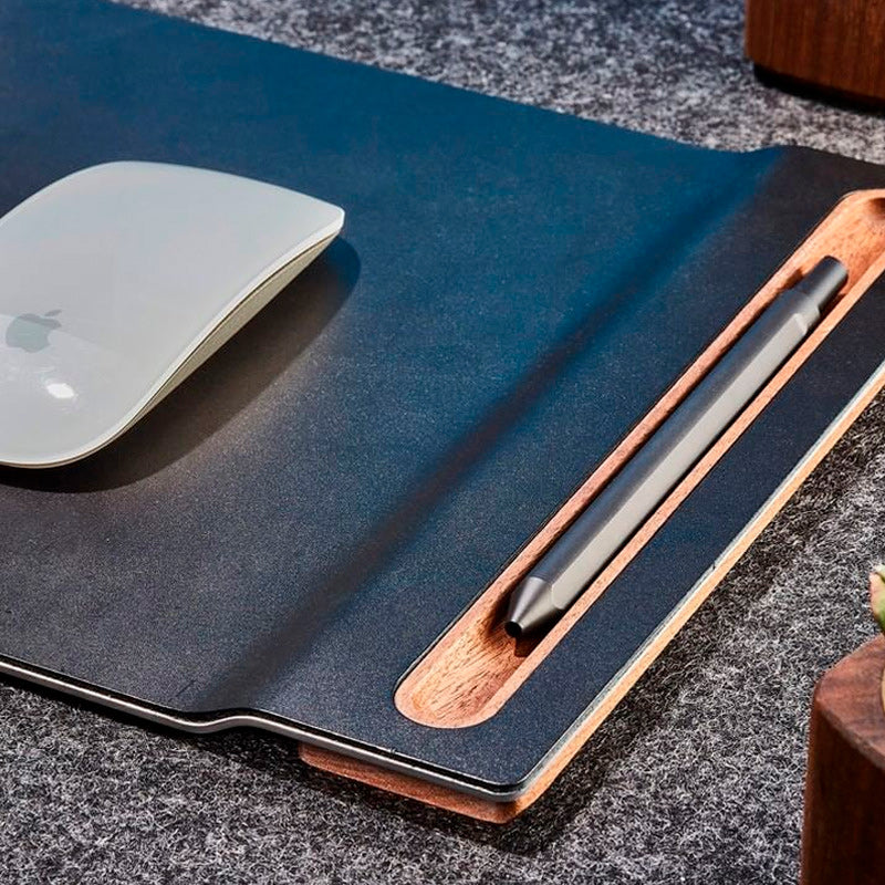 mousepad sentro exclusive neua preto mousepad com suporte pra caneta de madeira acessório premium para escritório home office grovemade