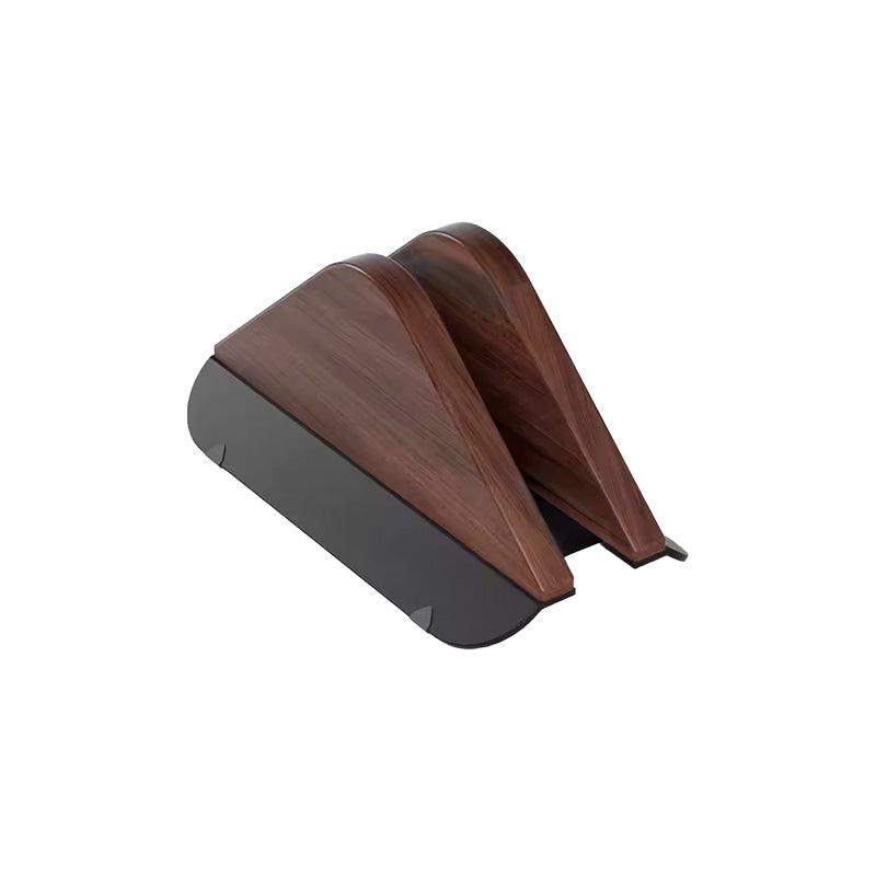 suporte vertical trigonal de madeira para notebook preto e madeira neua exclusive