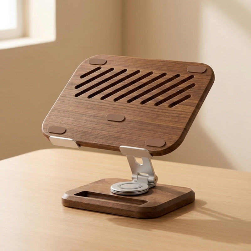 Suporte para Notebook Riser - Rotativo em Madeira