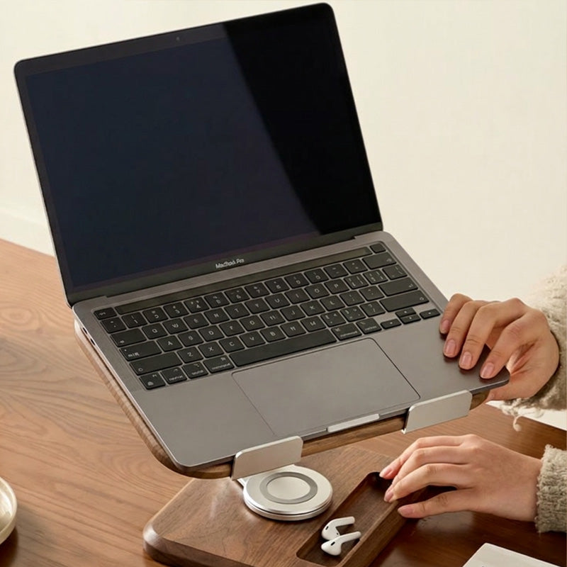 Suporte para Notebook Riser - Rotativo em Madeira