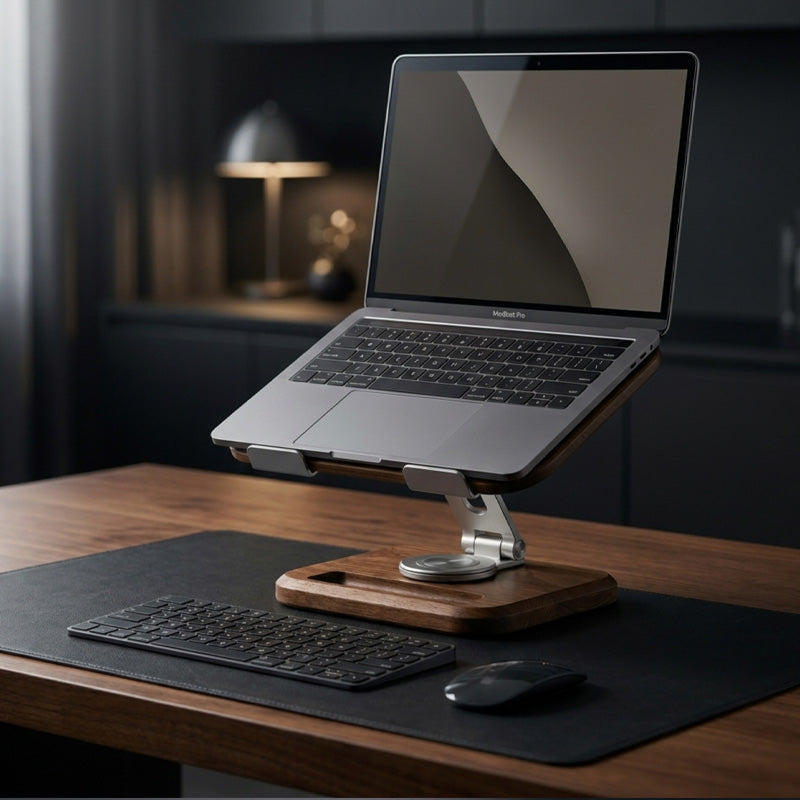 Suporte para Notebook Riser - Rotativo em Madeira