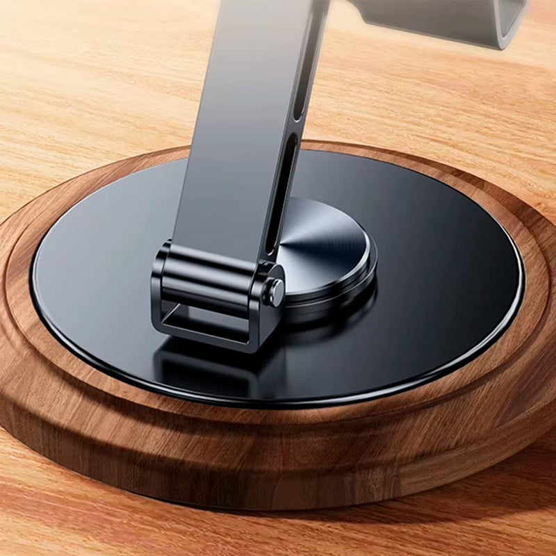 suporte de celular rotativo com base de madeira com metal neua exclusive