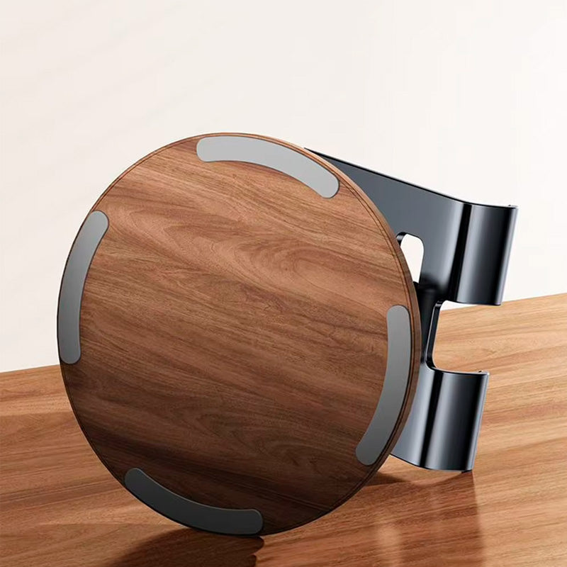 suporte de celular rotativo com base de madeira com metal neua exclusive base antiderrapante